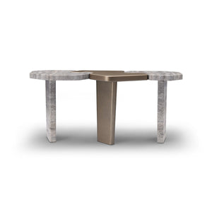 Maison Debrah Varlen travertine and brass console table — view 6