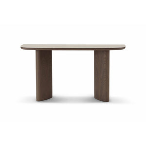 Maison Debrah Aylis console table with white ceramic top and light grey elm veneer legs