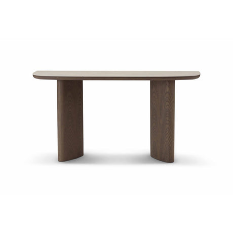Maison Debrah Aylis console table with white ceramic top and light grey elm veneer legs
