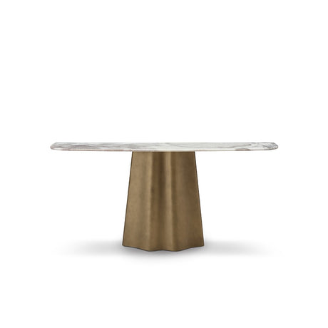 Ulvon Dover White Marble Console Table on Faceted Brass Pedestal, Maison Debrah, , ,