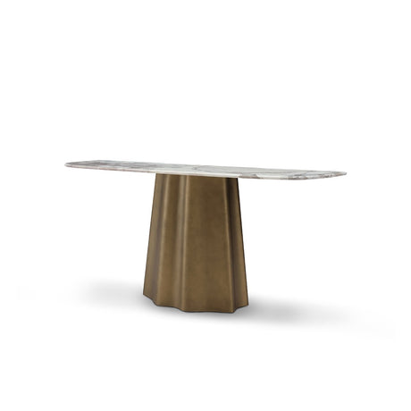 Ulvon Dover White Marble Console Table on Faceted Brass Pedestal, Maison Debrah, , ,