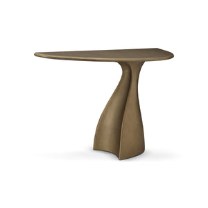 Maison Debrah Saril sculptural console table with top and base in vintage brass finish — view 2