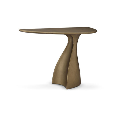 Maison Debrah Saril sculptural console table with top and base in vintage brass finish — view 2