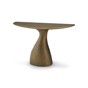 Maison Debrah Saril sculptural console table with top and base in vintage brass finish