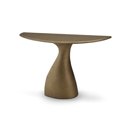Maison Debrah Saril sculptural console table with top and base in vintage brass finish