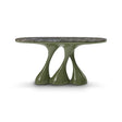 Maison Debrah Sylven green marble console table on a sculpted olive gloss lacquer base