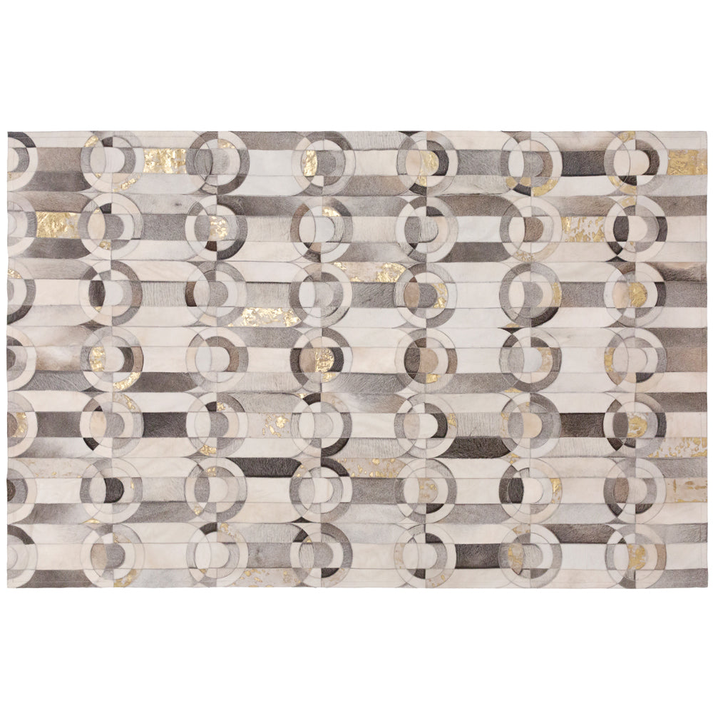 Curvo Gray & Gold Art Hide Rug, Cocolea, , ,