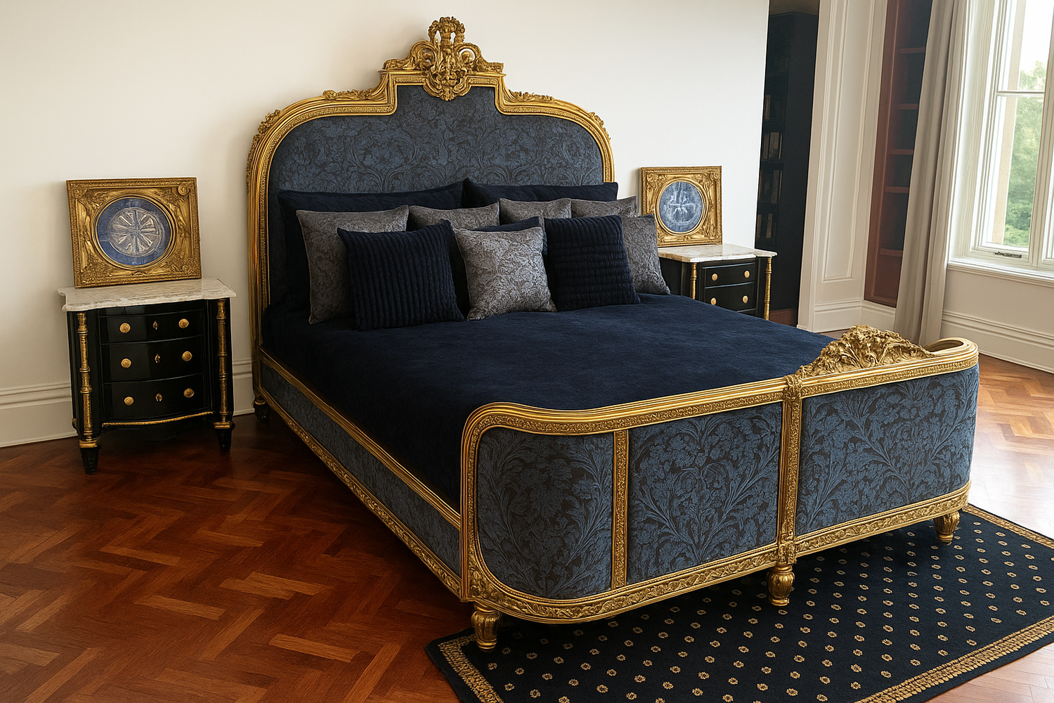 Versailles Noir Bedside Hand Carved Baroque Luxury Cabinet, Cocolea, , ,