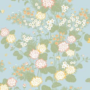 Chinese Floral wallpaper in Botany by Natty & Polly, full pattern view