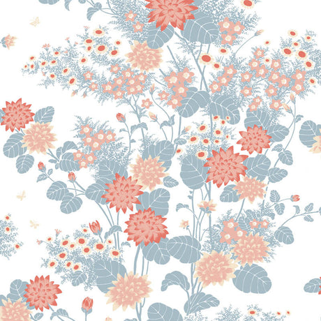 Chinese Floral wallpaper in Dawn by Natty & Polly, full pattern view