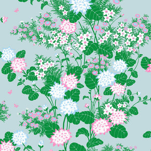 Chinese Floral wallpaper in Garden by Natty & Polly, full pattern view