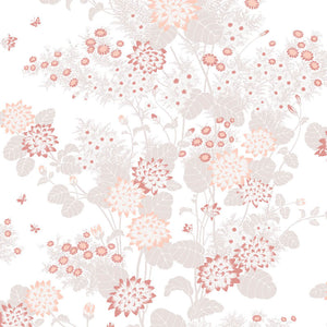 Chinese Floral wallpaper in Pink Sand by Natty & Polly, full pattern view
