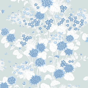 Chinese Floral wallpaper in Surf by Natty & Polly, full pattern view