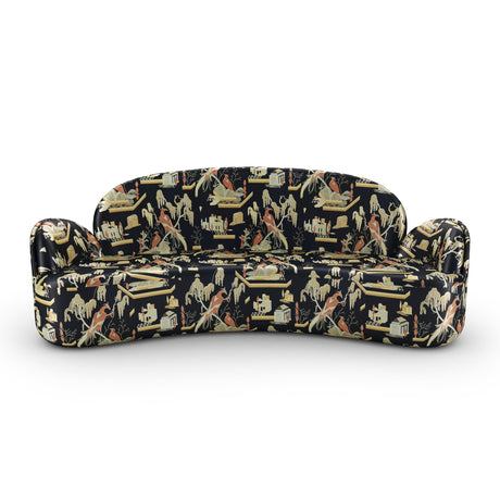 Strings Sofa - Plush Black-Beige Jacquard Fabric, Cocolea, , ,