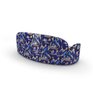 Strings Sofa - Plush Blue Jacquard Fabric Cocolea