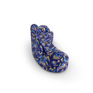 Strings Sofa - Plush Blue Jacquard Fabric Cocolea