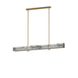 Maison Debrah Clairon linear pendant light in polished veined alabaster on a slim steel frame