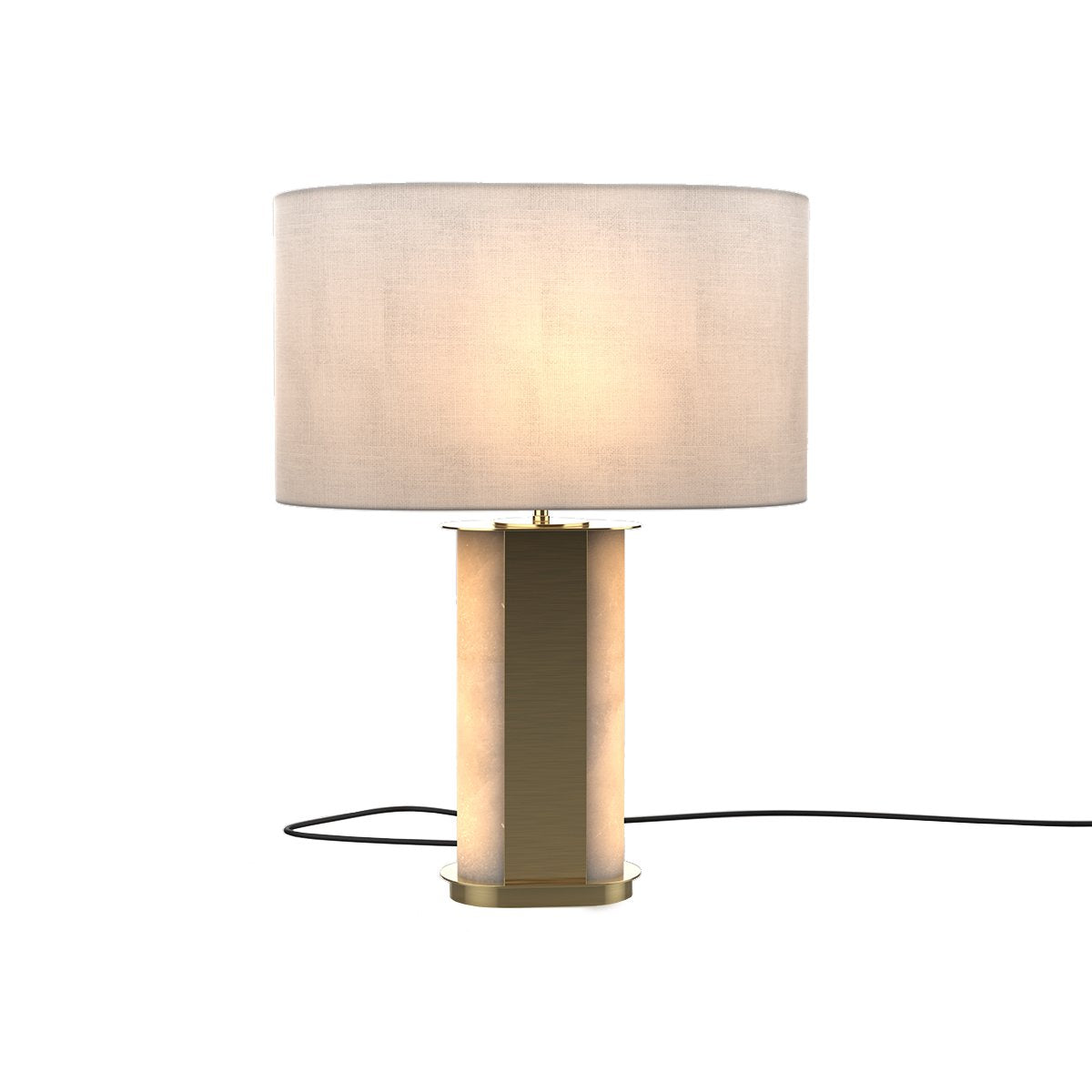 Maison Debrah Lumare table lamp with sculpted alabaster base and linen shade