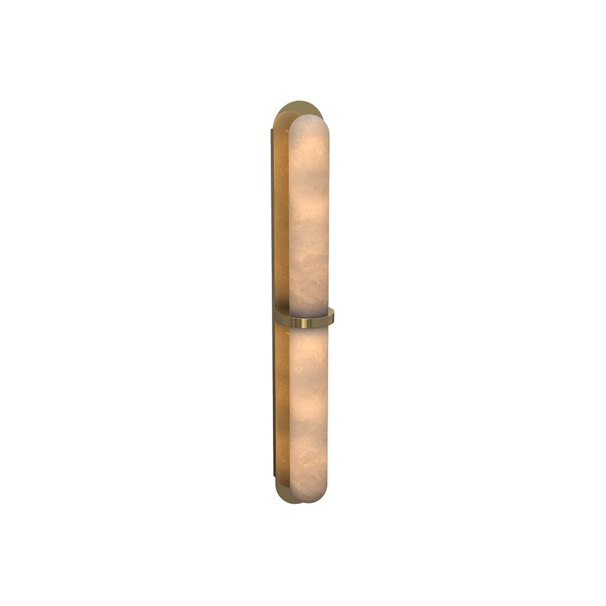 Maison Debrah Solara tall alabaster wall light in golden veined stone with steel