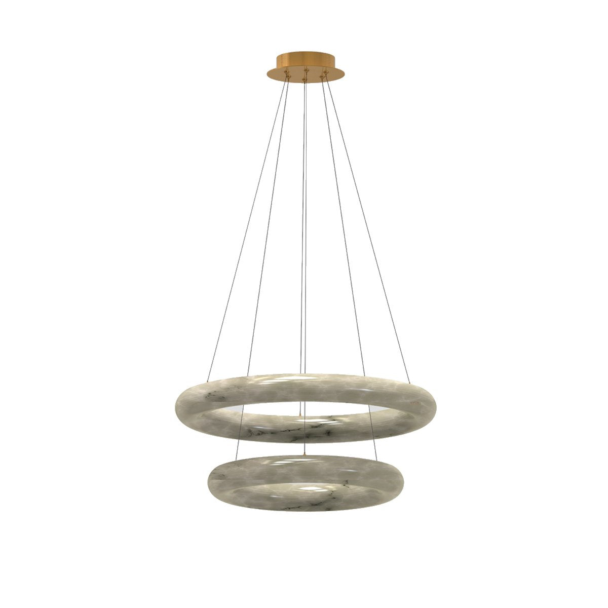 Maison Debrah Elvara circular alabaster ring pendant light with deep metallic steel frame