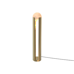 Maison Debrah Serano tall alabaster and steel floor lamp on a round base — view 2