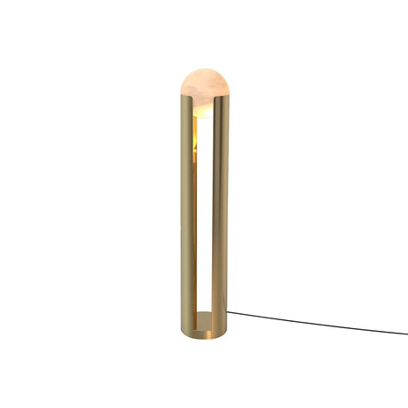 Maison Debrah Serano tall alabaster and steel floor lamp on a round base — view 2
