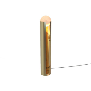 Maison Debrah Serano tall alabaster and steel floor lamp on a round base — view 3
