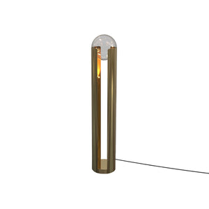 Maison Debrah Calvessa tall round floor lamp with sculpted glass form on steel structure
