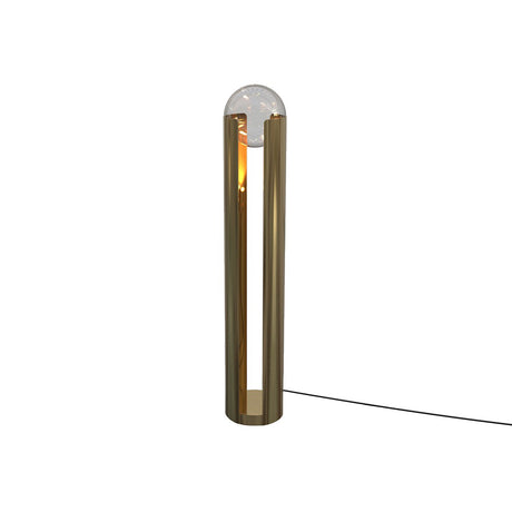 Maison Debrah Calvessa tall round floor lamp with sculpted glass form on steel structure