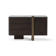 Maison Debrah Oragon low cabinet with white marble top, dark grey elm body and brass leg