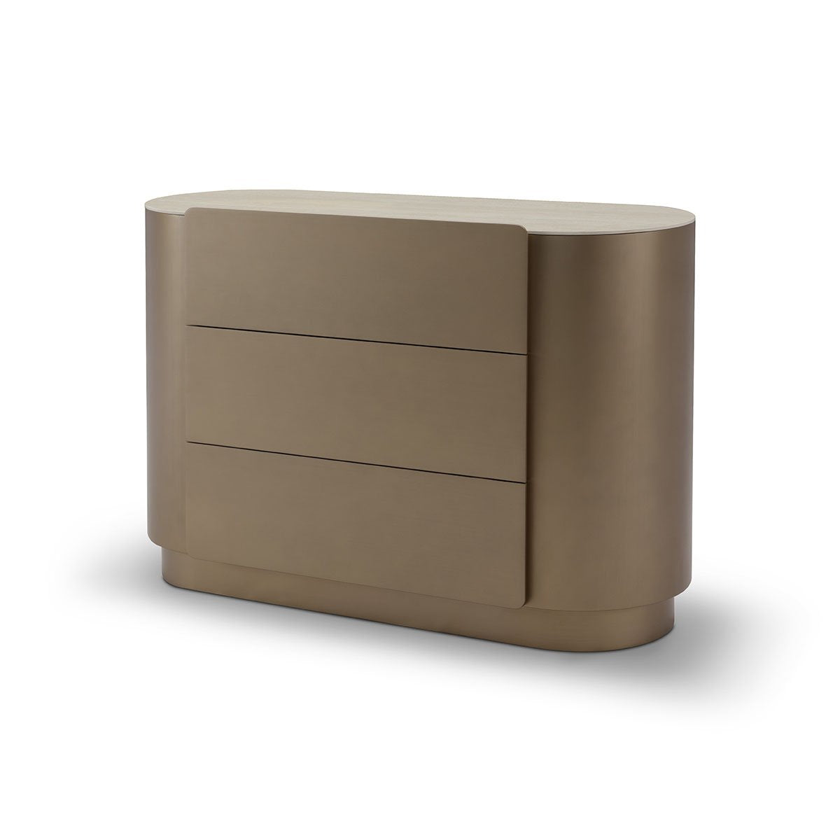 Maison Debrah Zerin wide low cabinet with white ceramic top and brass metallic body — view 4