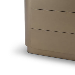 Maison Debrah Zerin wide low cabinet with white ceramic top and brass metallic body — view 3