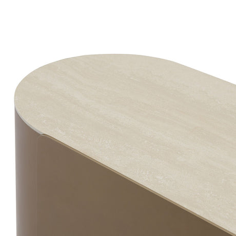 Maison Debrah Zerin wide low cabinet with white ceramic top and brass metallic body — view 2
