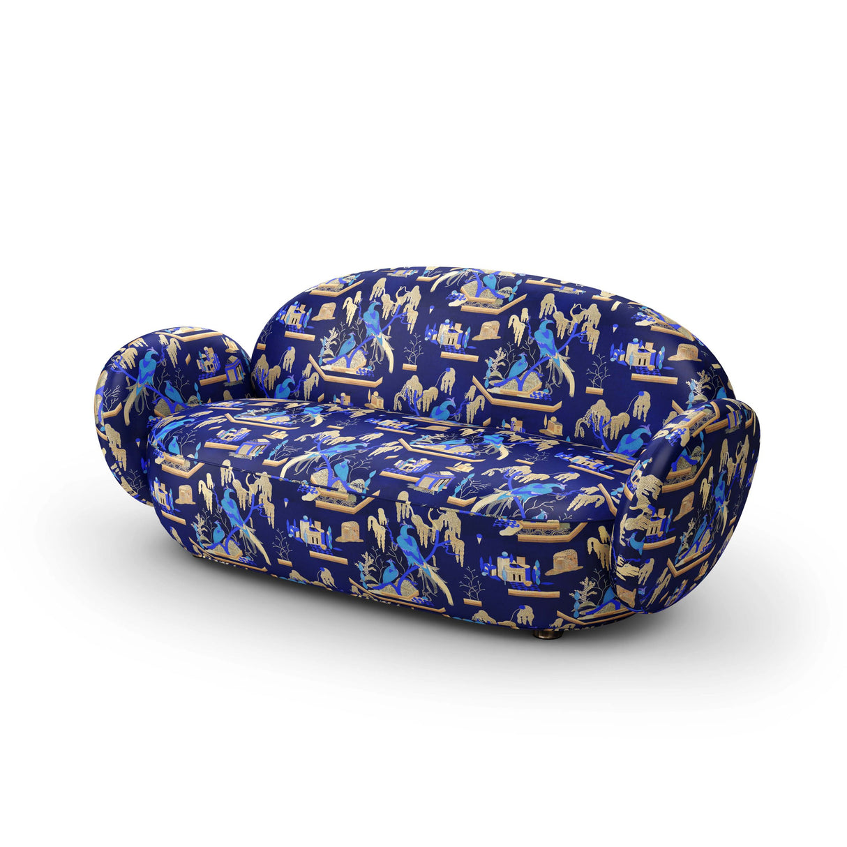 Dolce Sofa - Plush Blue Jacquard Fabric, Cocolea, , ,