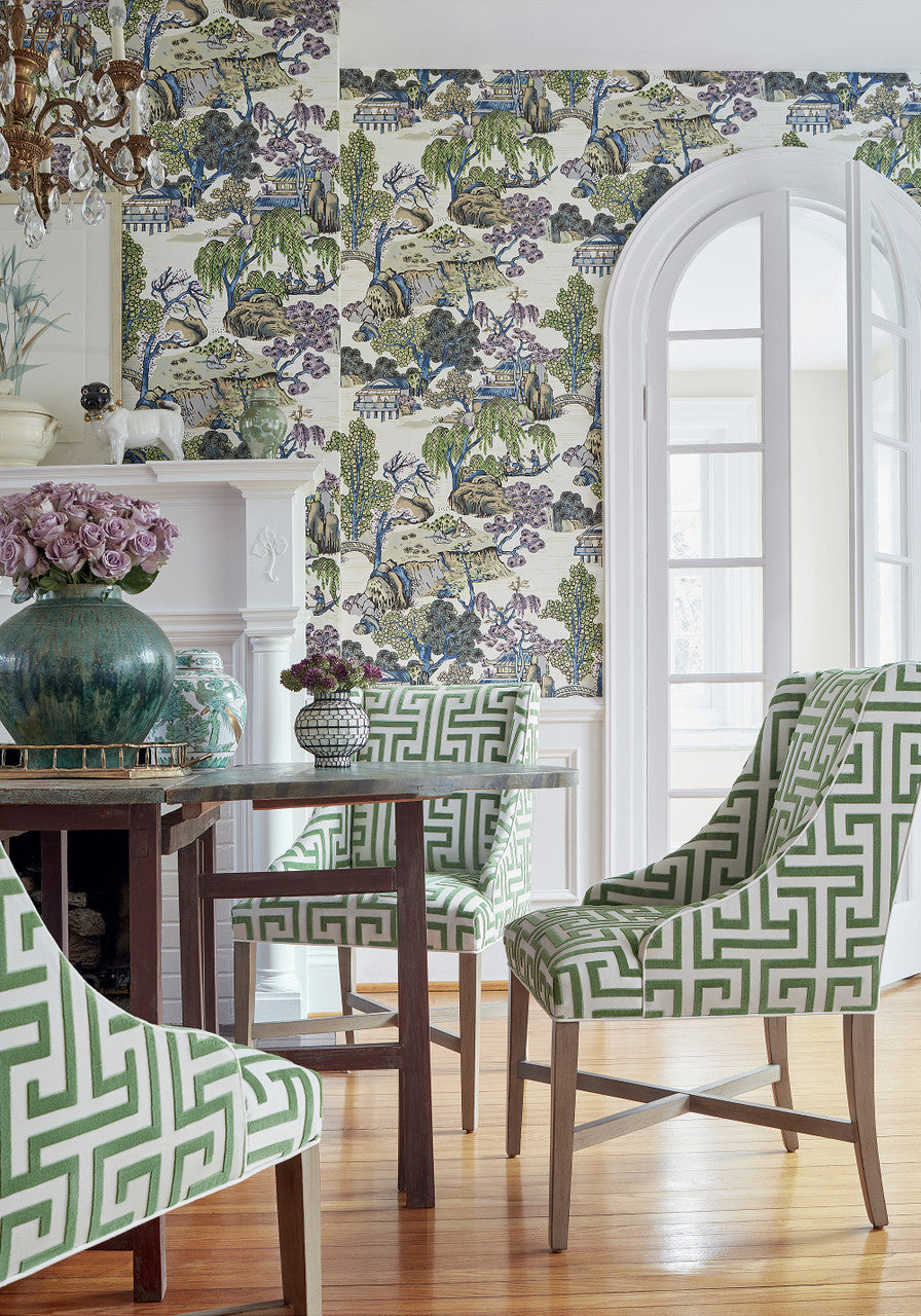Asian Scenic wallpaper by Natty & Polly, styled in an interior