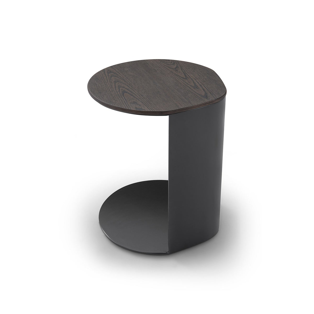 Maison Debrah Avignon compact side table with dark grey elm veneer top and black metal legs