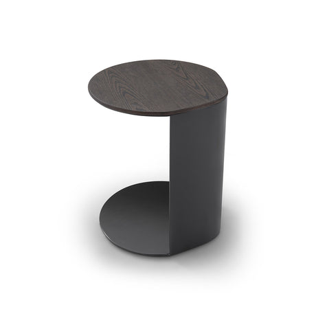 Maison Debrah Avignon compact side table with dark grey elm veneer top and black metal legs