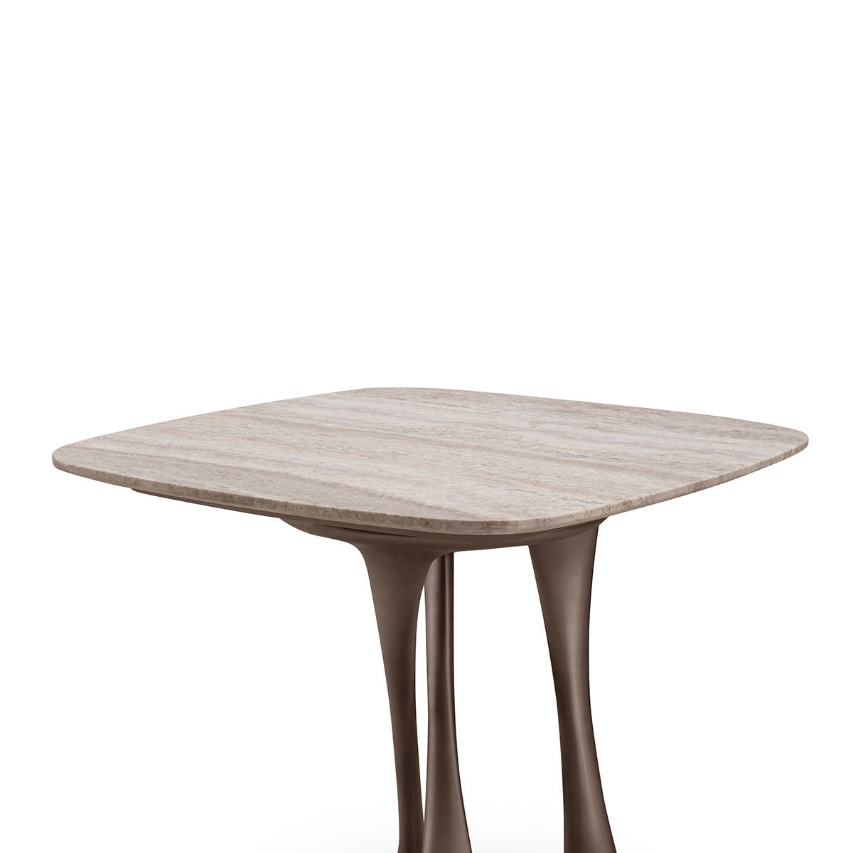 Solan Matte Travertine Side Table on Two-Tone Grey Base, Maison Debrah, , ,