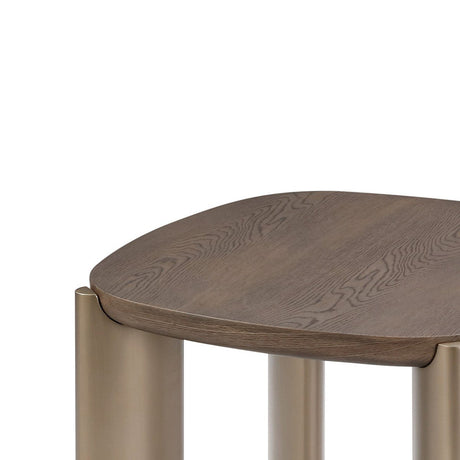 Lecce Square Dark Grey Elm Side Table with Brass Legs, Maison Debrah, , ,