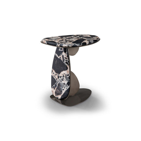 Maison Debrah Lille side table in Bvlgari black marble with brushed black nickel frame — view 2