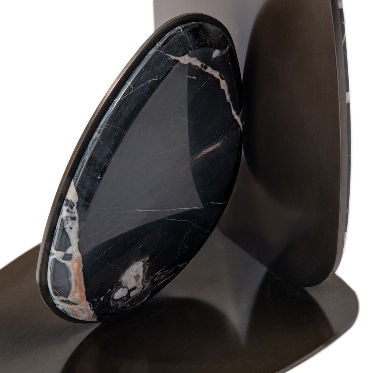 Maison Debrah Lille side table in Bvlgari black marble with brushed black nickel frame — view 3