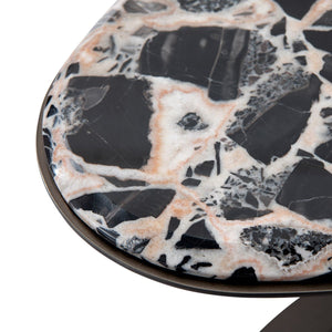 Maison Debrah Lille side table in Bvlgari black marble with brushed black nickel frame — view 4