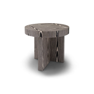 Siena Round Side Table in Natural Zebra-Pattern Wood Veneer, Maison Debrah, , ,