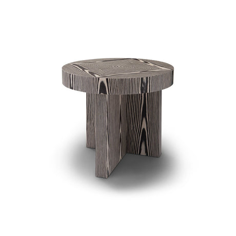 Siena Round Side Table in Natural Zebra-Pattern Wood Veneer, Maison Debrah, , ,