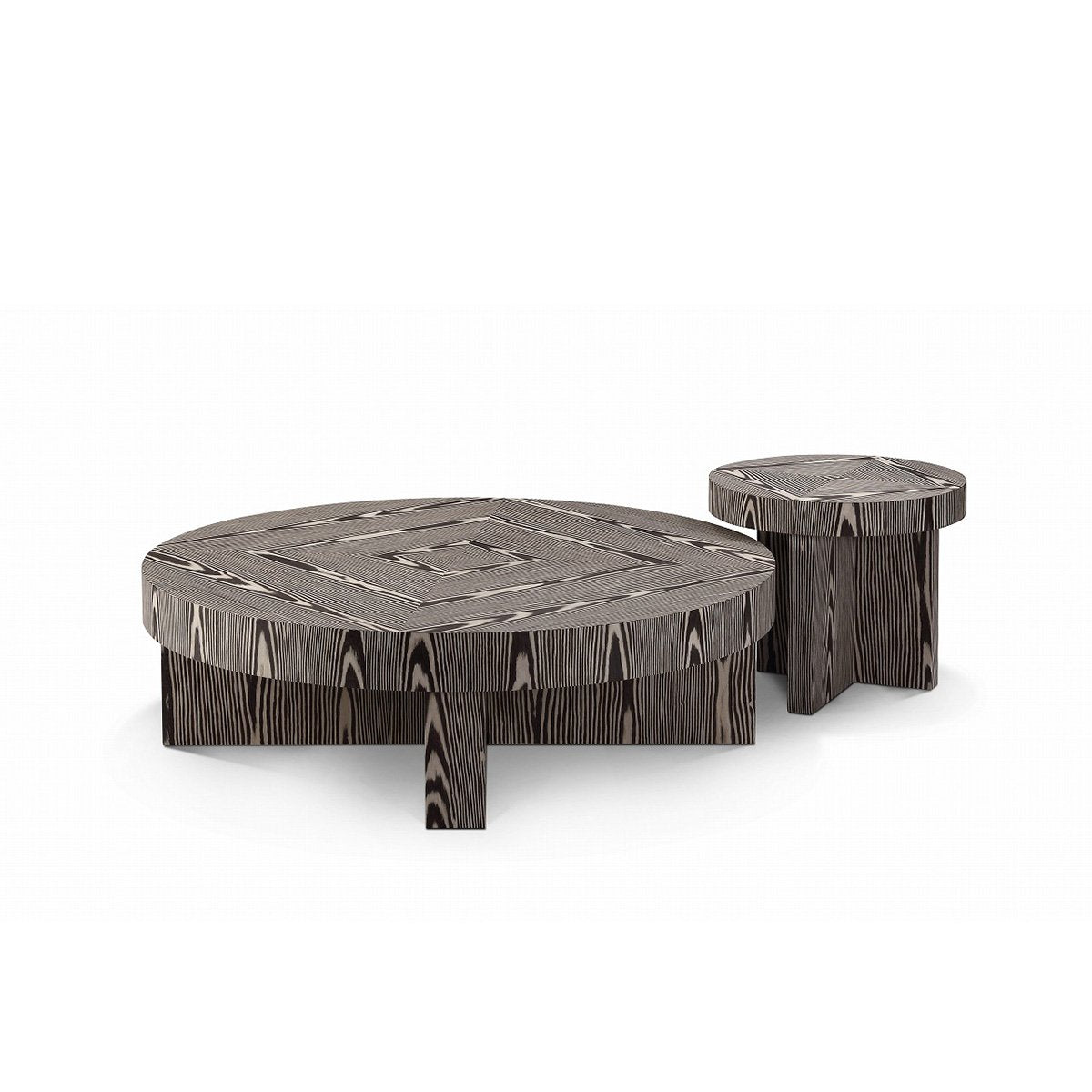 Siena Round Side Table in Natural Zebra-Pattern Wood Veneer, Maison Debrah, , ,