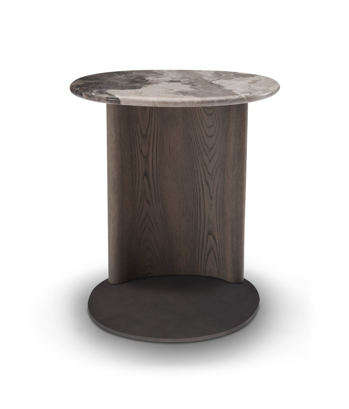 Torvenne Curved Elm Side Table with Leathered Brown Marble Top, Maison Debrah, , ,