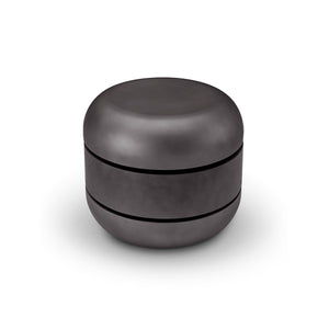 Maison Debrah Halden round grey lacquered side table with two rotating top tiers