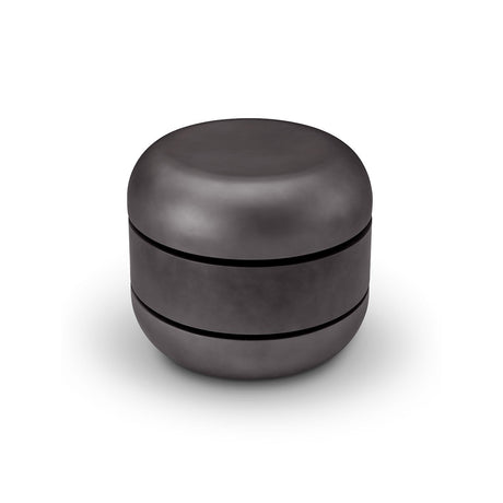 Maison Debrah Halden round grey lacquered side table with two rotating top tiers