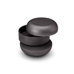 Maison Debrah Halden round grey lacquered side table with two rotating top tiers — view 2