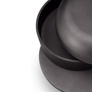 Maison Debrah Halden round grey lacquered side table with two rotating top tiers — view 3